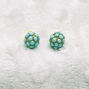 Vintage Turquoise Cluster Stud 10kt Gold Earrings-NWOT